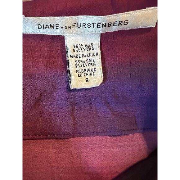Diane Von Furstenberg Silk Spandex Dress Sz 8 Red Pink Purple Artsy Cocktail - Picture 8 of 9